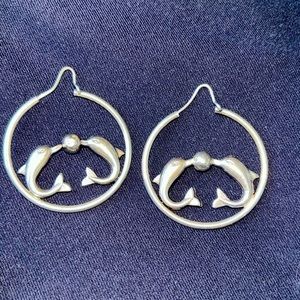 Dolphin Hoop Earrings 925 Sterling Silver